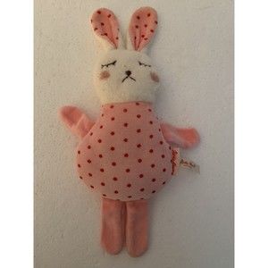 Kathe Kruse Germany Bunny Plush Lovey 11" White Face Pink Polka Dots Sleeping